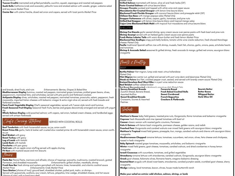 Mattison's at the Van Wezel Menu