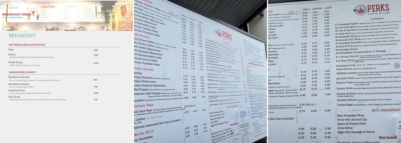 Perks Coffee & Cafe Menu