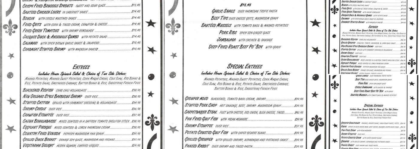 Jacques-Imo's Menu