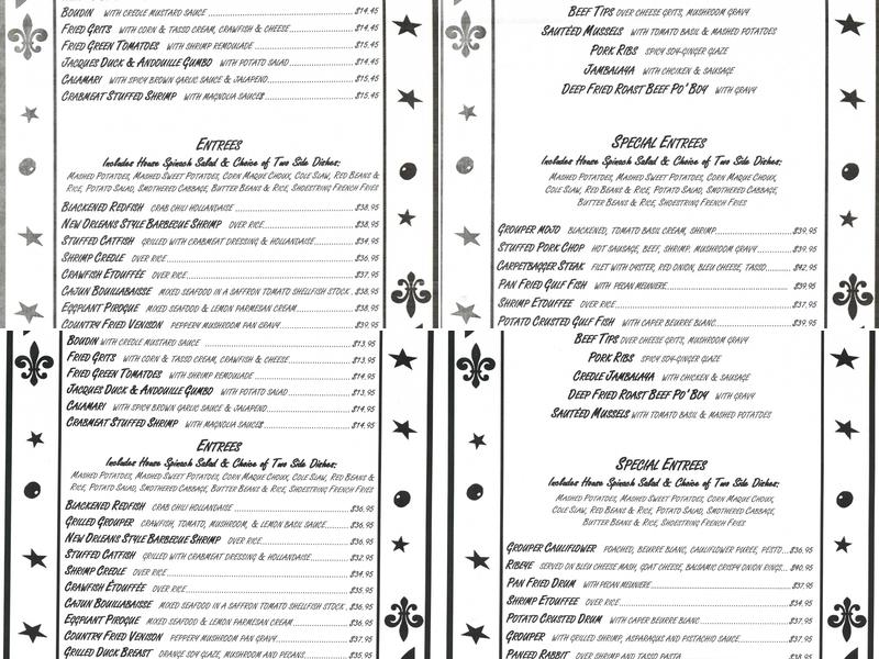 Jacques-Imo's Menu