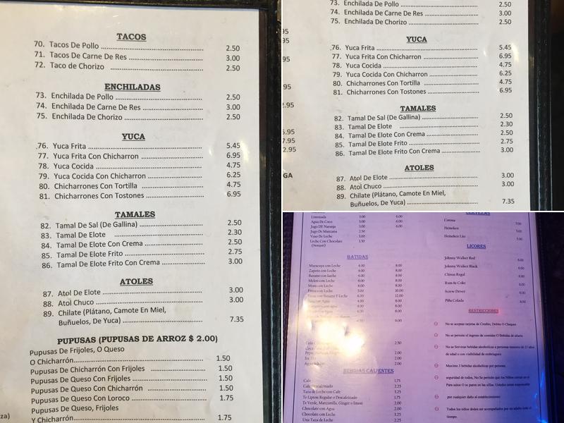 Las Brisas De El Salvador Menu