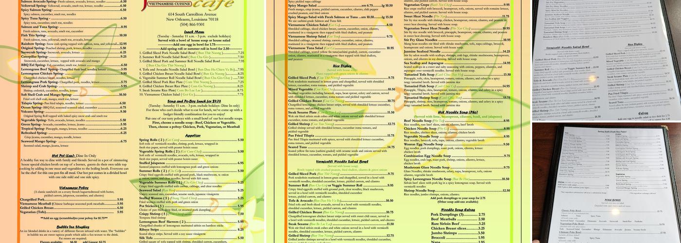 Jazmine Café Menu