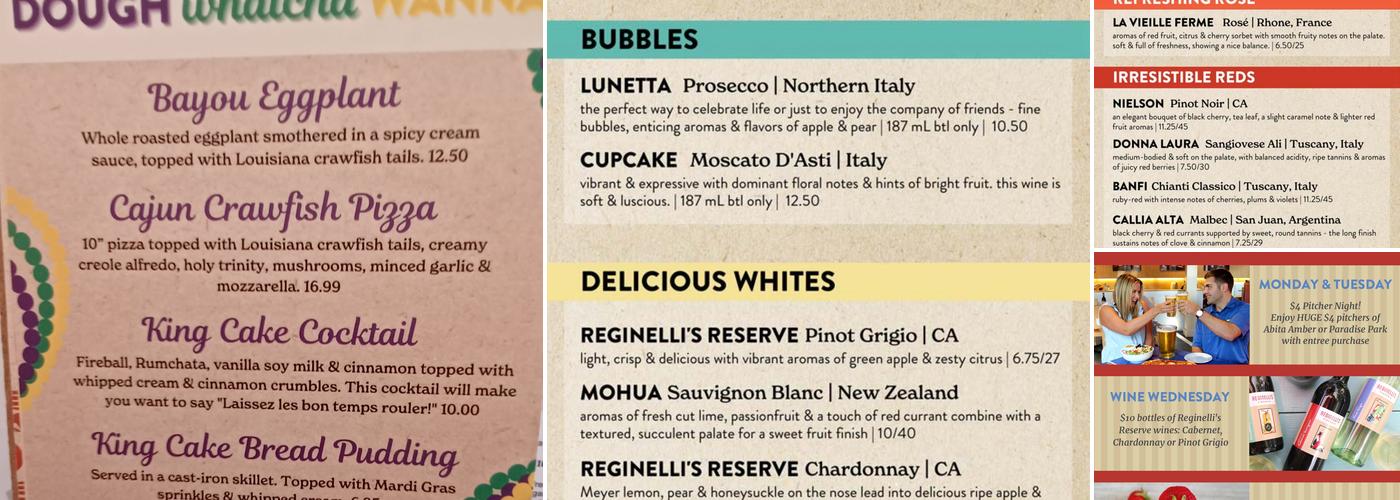 Reginelli's Pizzeria Menu