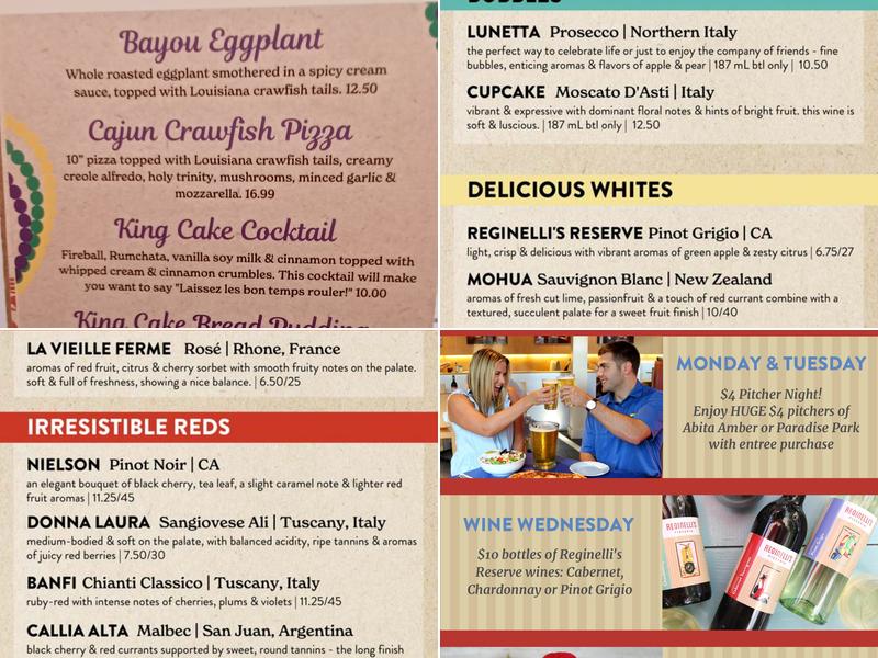 Reginelli's Pizzeria Menu