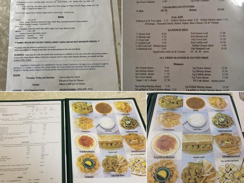 Casamento's Restaurant Menu