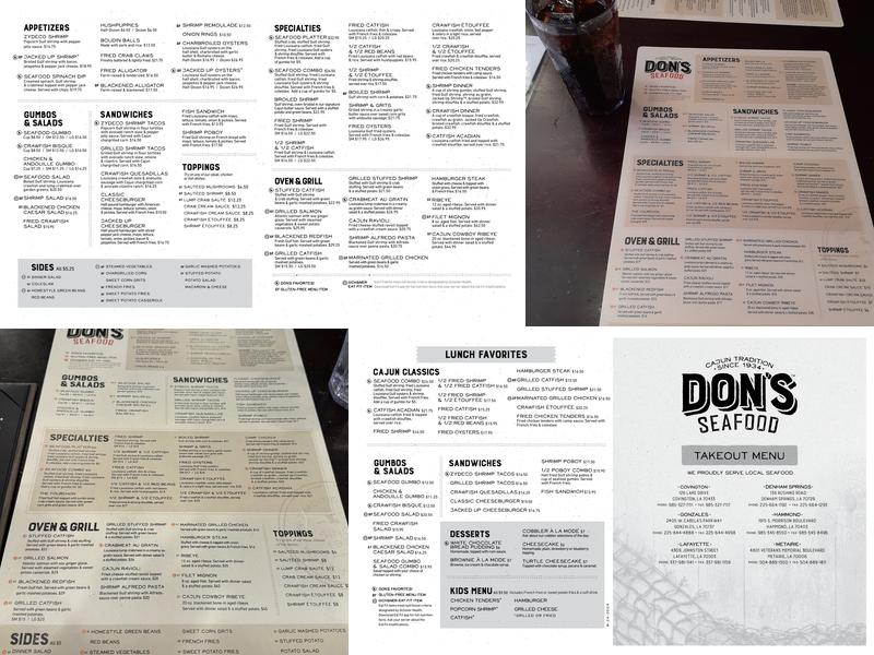 Don’s Seafood - Metairie Menu
