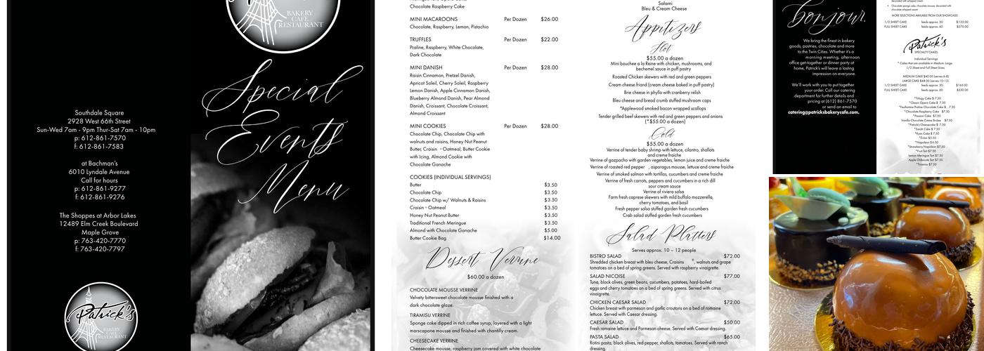 Patrick's Bakery & Cafe Menu