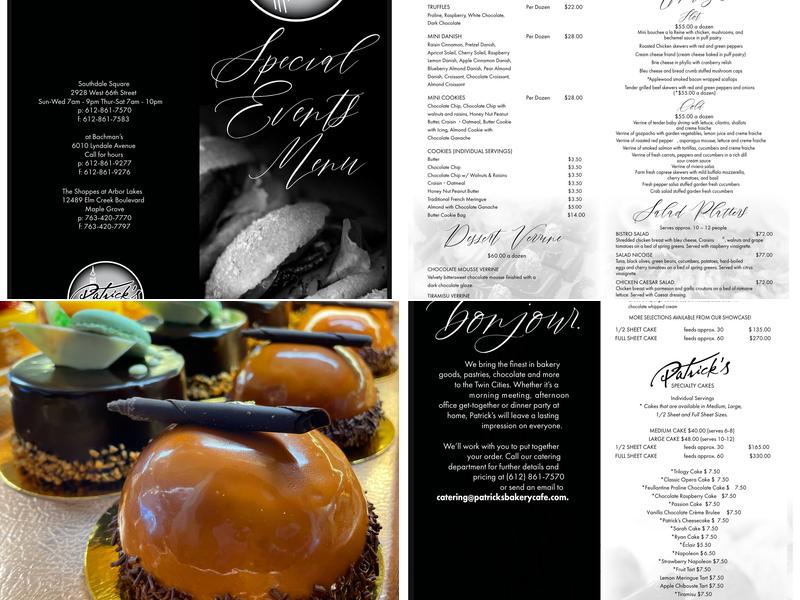 Patrick's Bakery & Cafe Menu