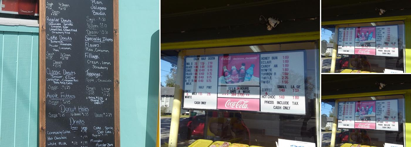 Coffee & Donuts Menu