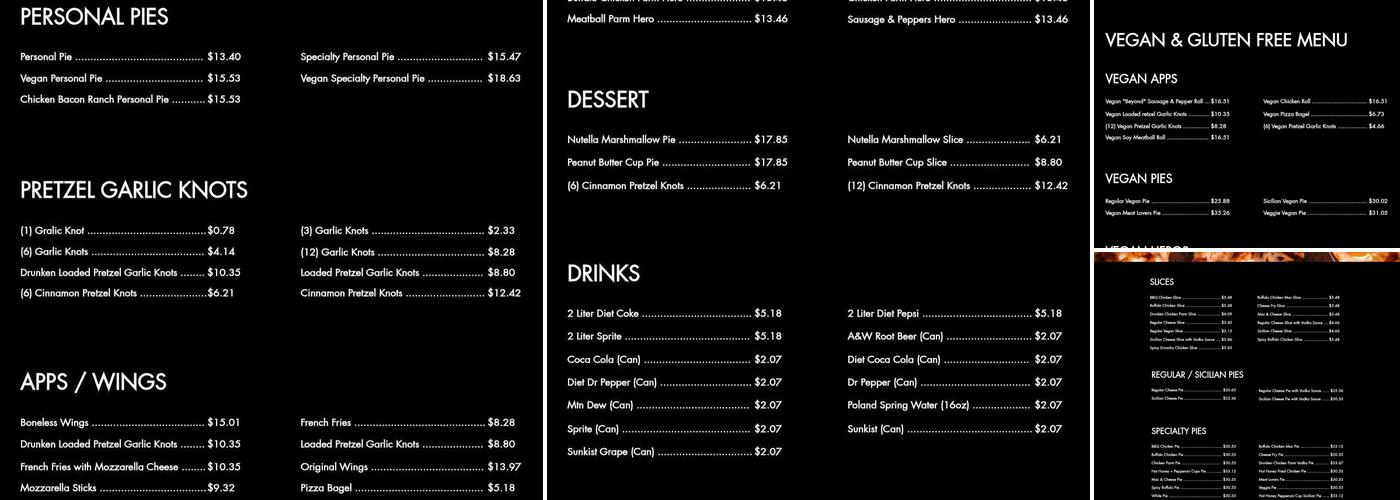 Za Late Night Pizzeria Menu