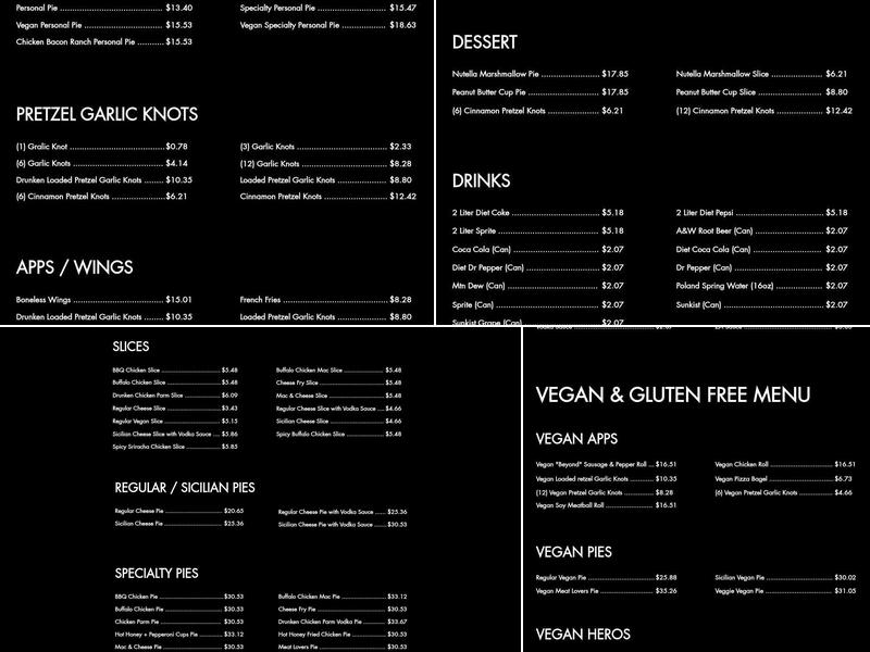 Za Late Night Pizzeria Menu