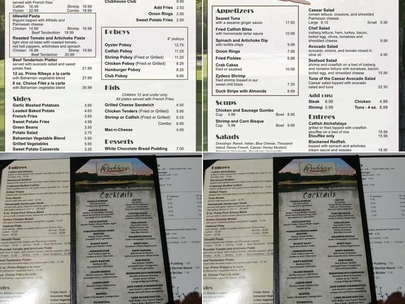 The Atchafalaya Restaurant | Idlewild Golf Course Menu