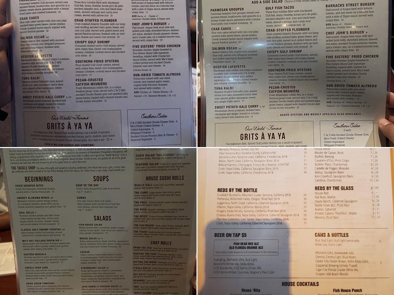 The Fish House Menu