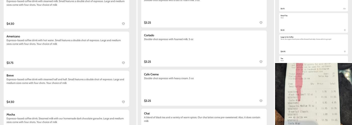 Cafe Single Fin Menu