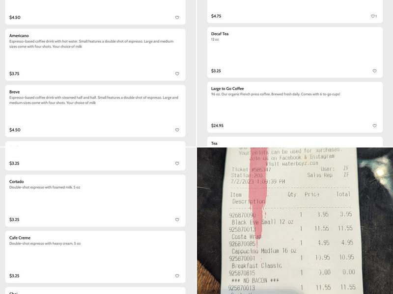 Cafe Single Fin Menu