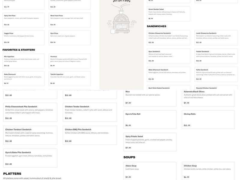 Jordan Valley Restaurant Menu