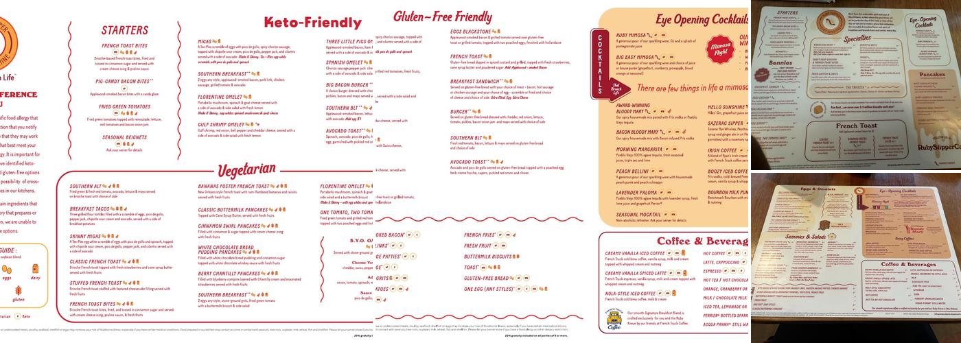Ruby Slipper Menu