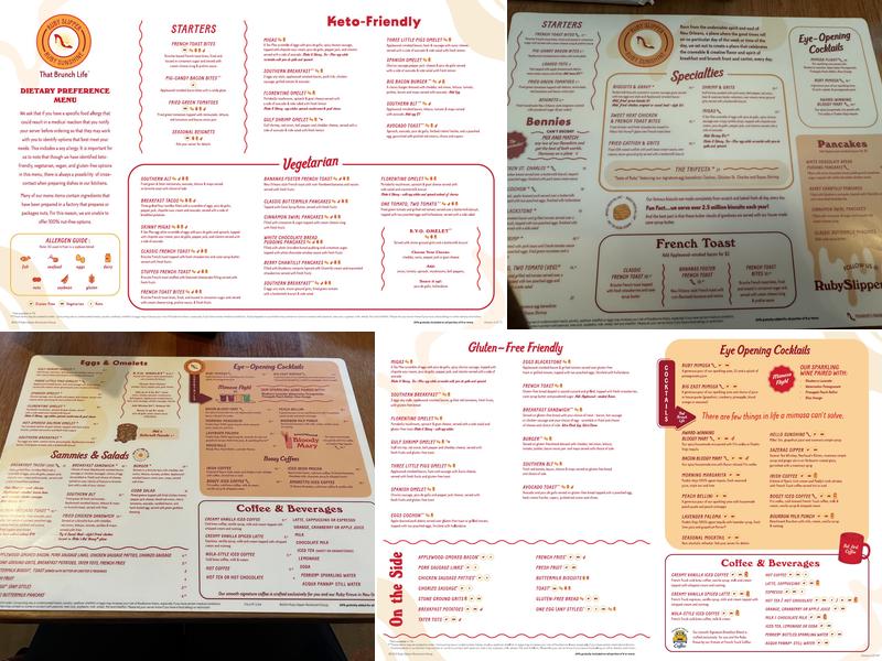 Ruby Slipper Menu