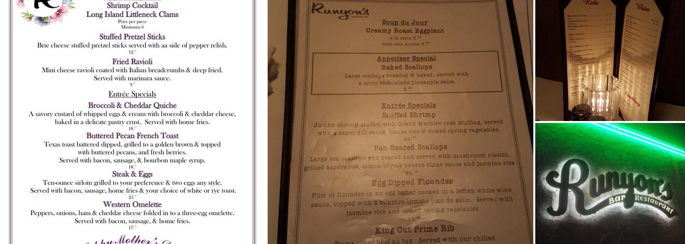 Runyon's Menu