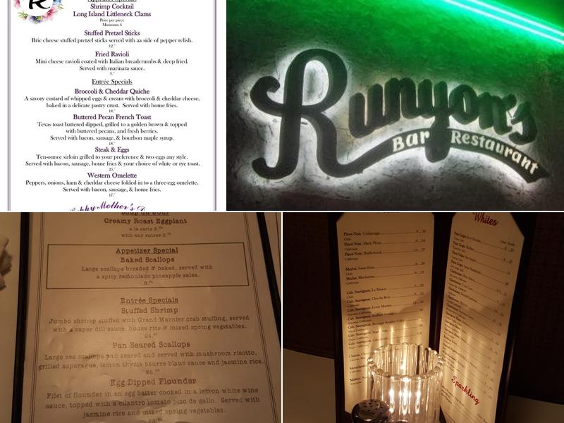 Runyon's Menu