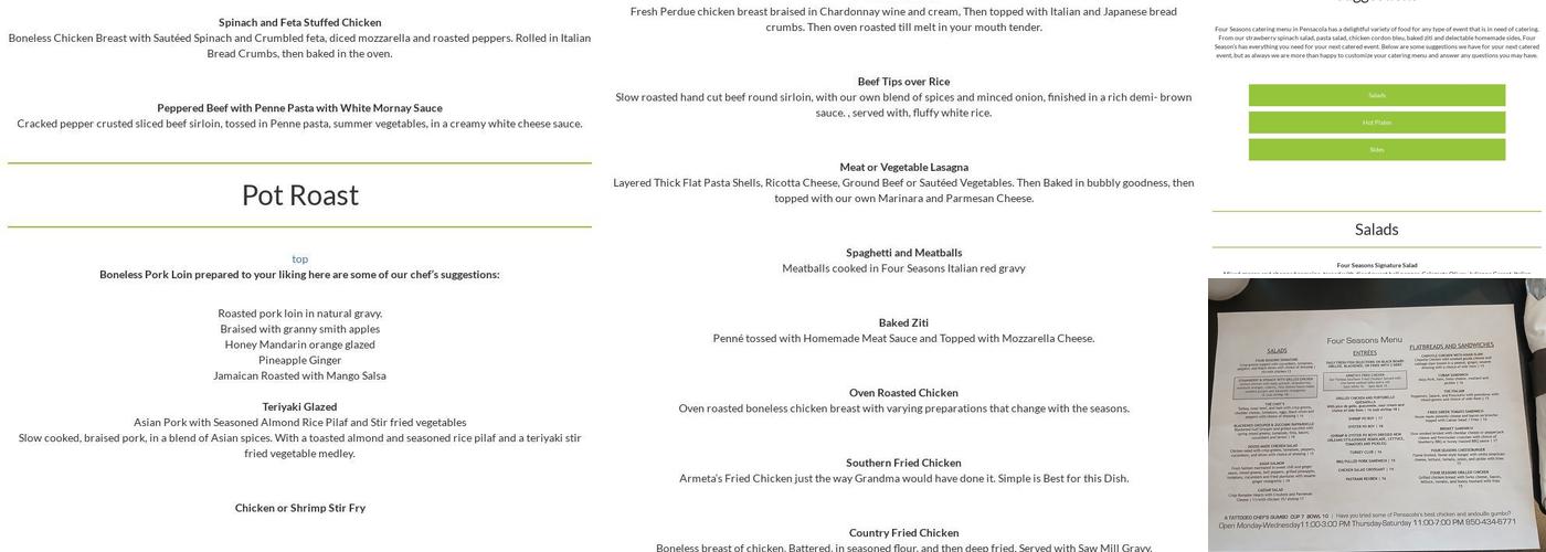 Four Seasons Catering & Eatery Menu