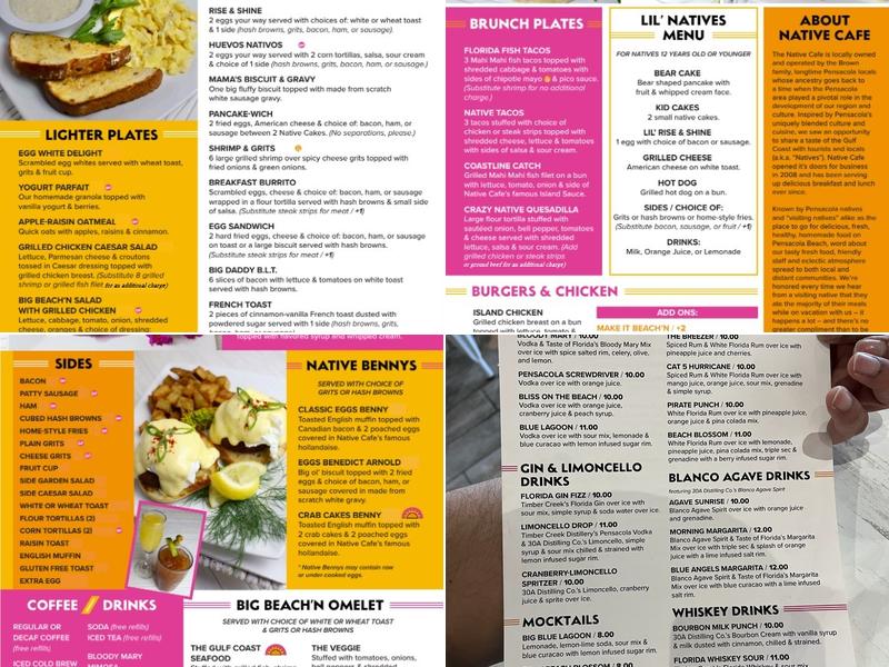 Native Cafe Menu