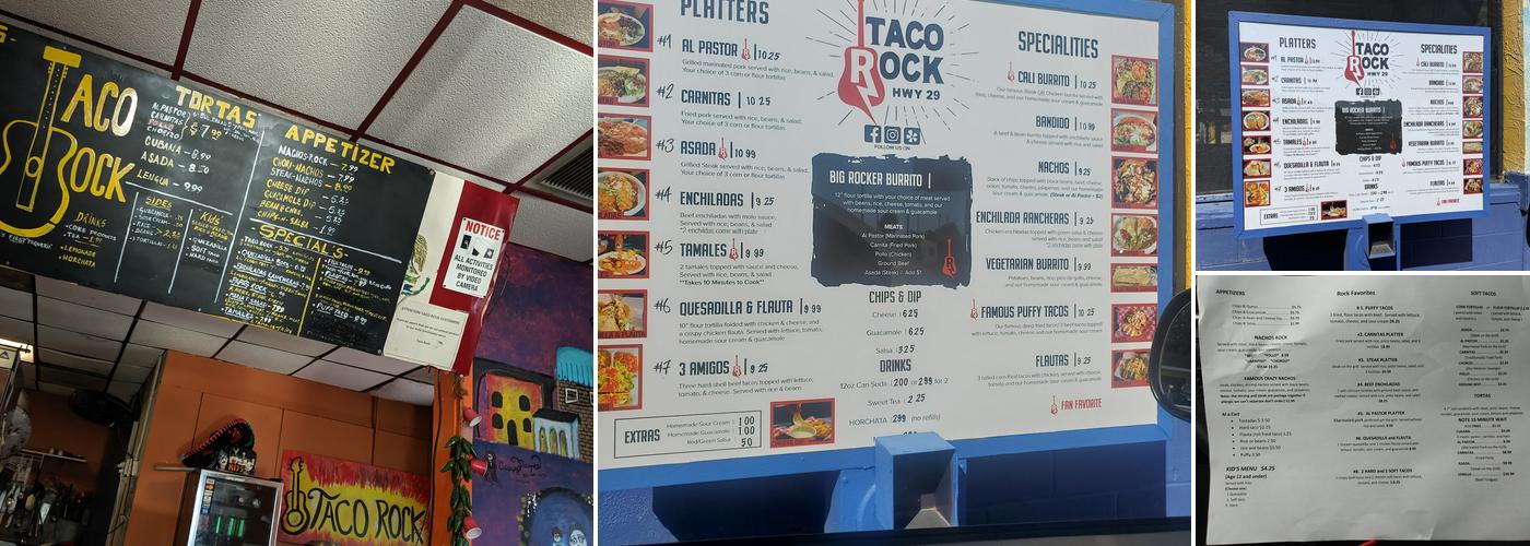 Taco Rock 29 Menu