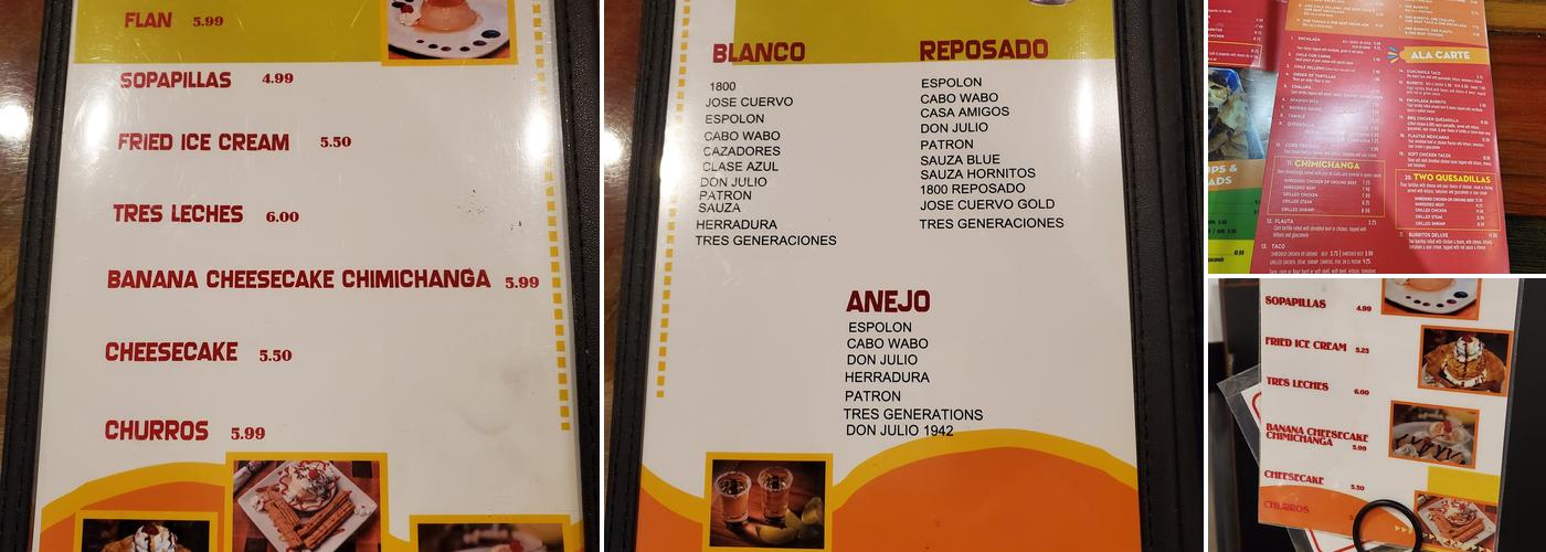 El Paso Mexican Grill Menu