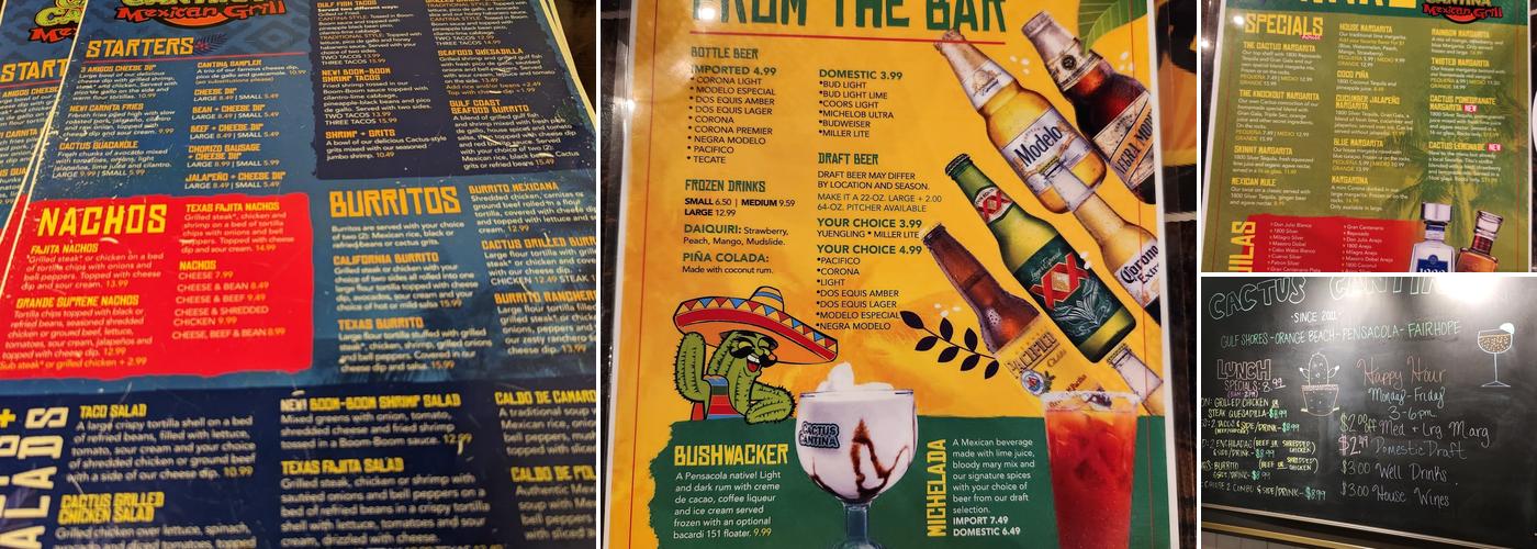 Cactus Cantina Gulf Shores Menu