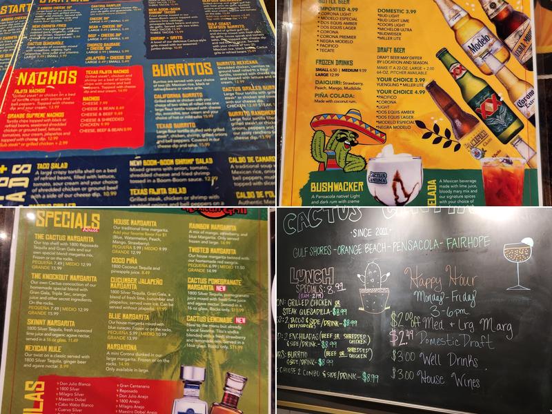 Cactus Cantina Gulf Shores Menu
