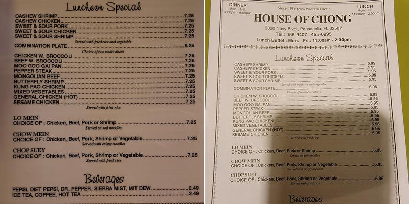 House of Chong Menu