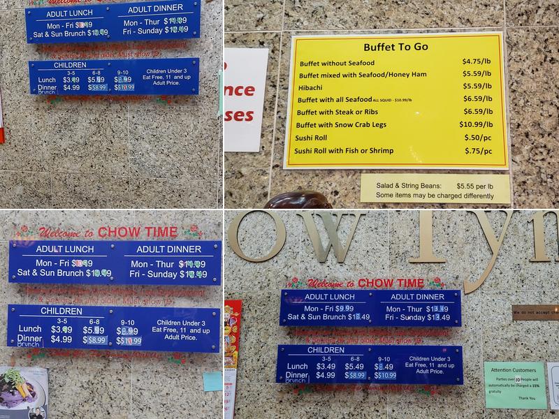 Chow Tyme Grill & Buffet Menu