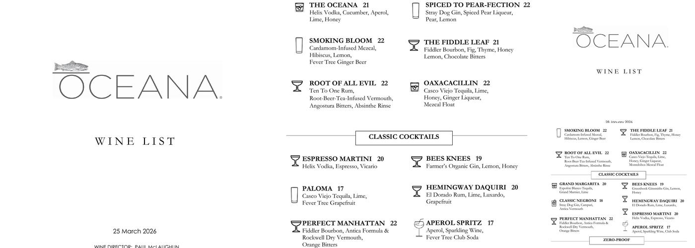 Oceana Menu