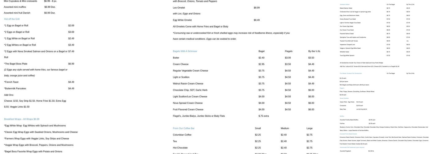 Bagel Boss Cafe Menu