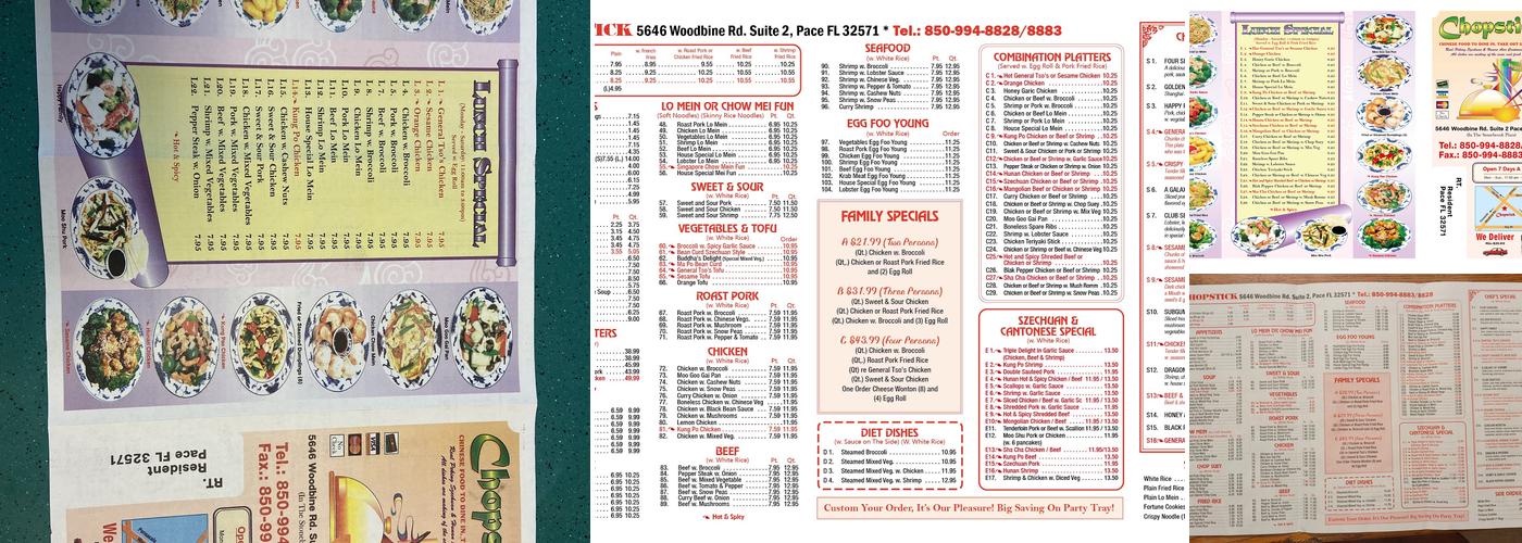 Chopsticks Chinese Restaurant Menu
