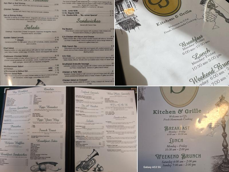 CJ'S Kitchen & Grille Menu