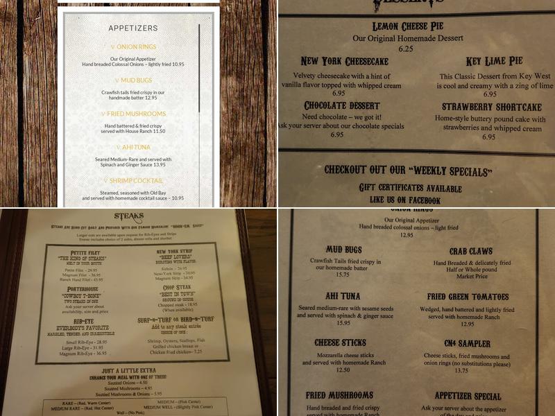 Coach-n-Four Steakhouse Menu