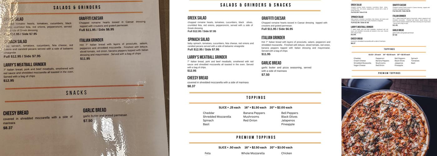 Graffiti Pizza Menu