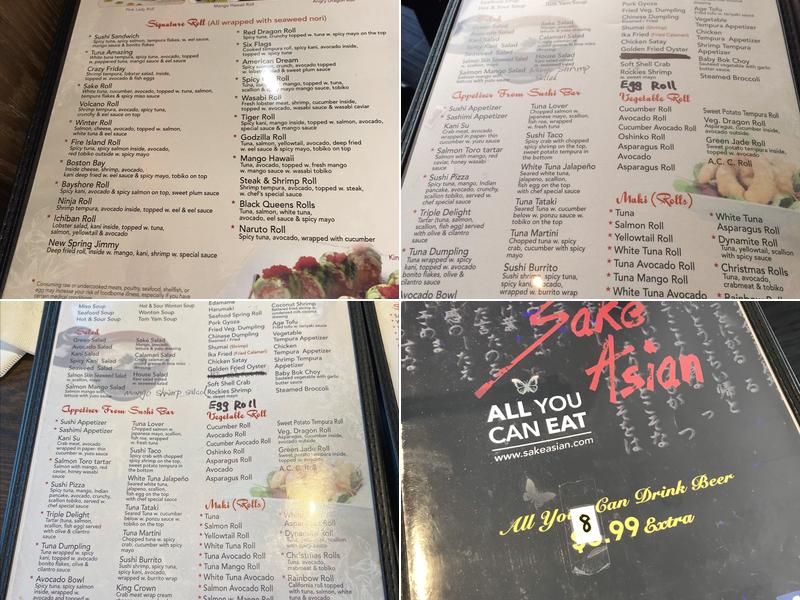 Sake Asian Menu