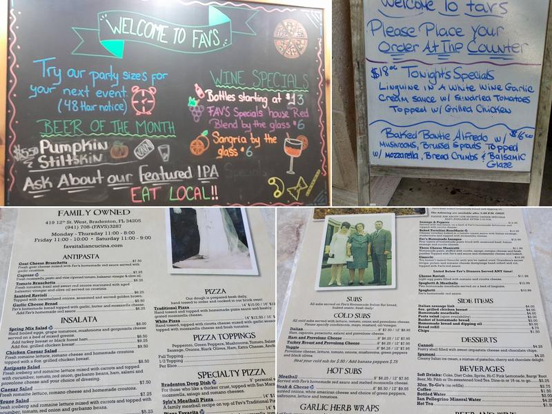 Fav's Italian Cucina Menu