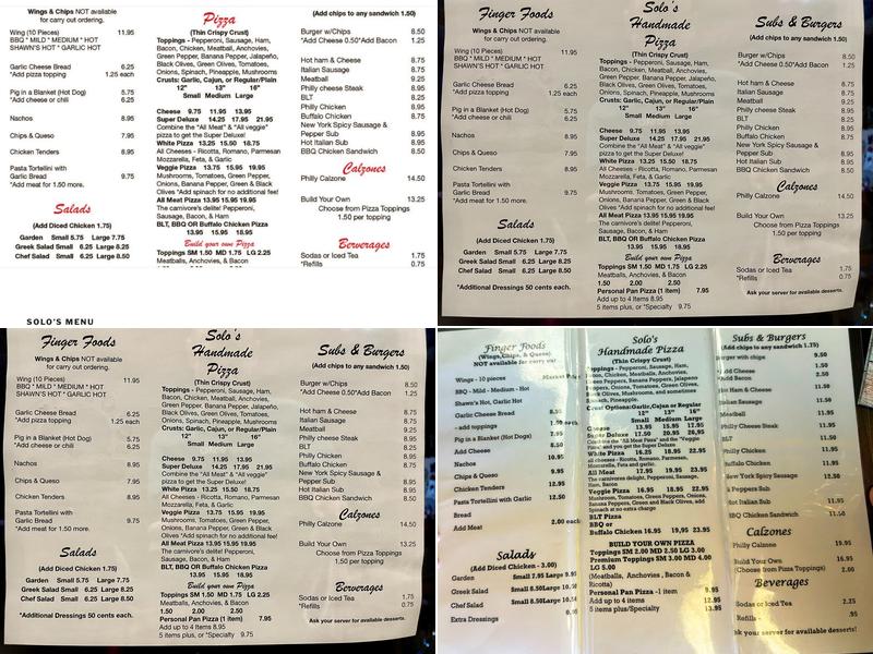 Solo's Pizza Menu