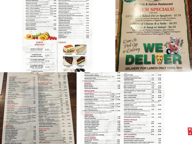 Michelangelo Pizzeria Cucina Menu