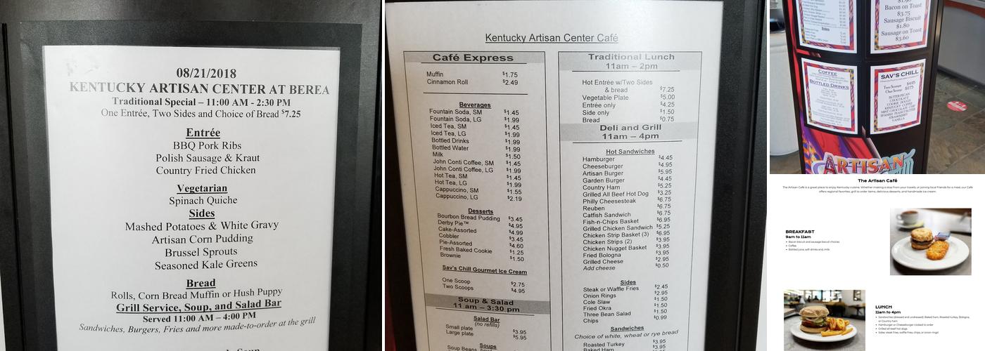 Artisan Cafe & Grill Menu