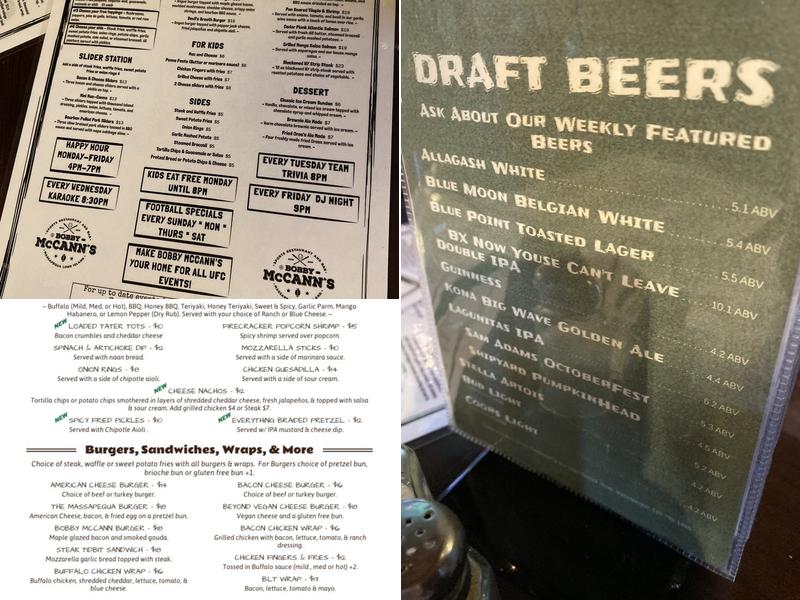 McCann's Pub & Grill Menu