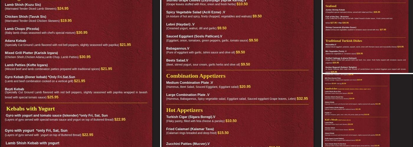 Ephesus Mediterranean & Turkish Cuisine Menu