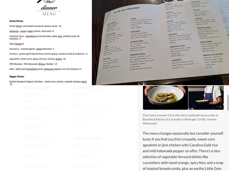 Blackbird Kitchen and Cocktails Menu