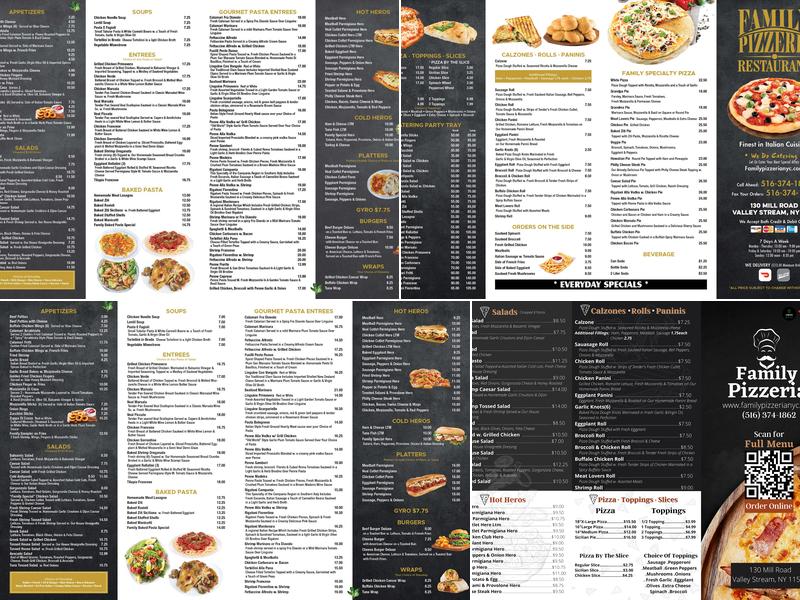 Family Pizzeria Menu