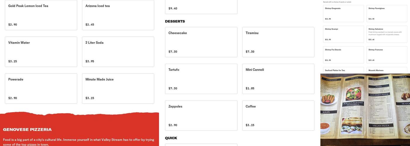 Genovese Pizzeria Menu