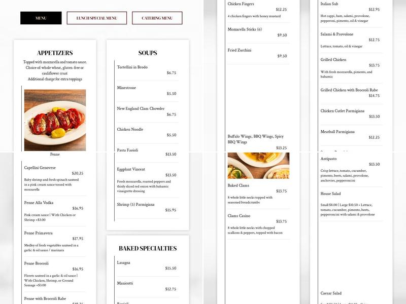 Vincent's Menu