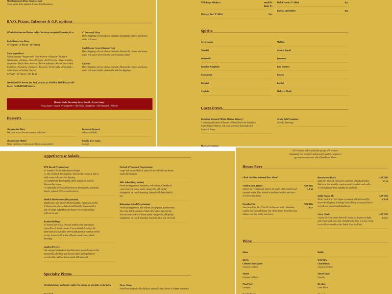 Thirsty Pagan Brewing Menu